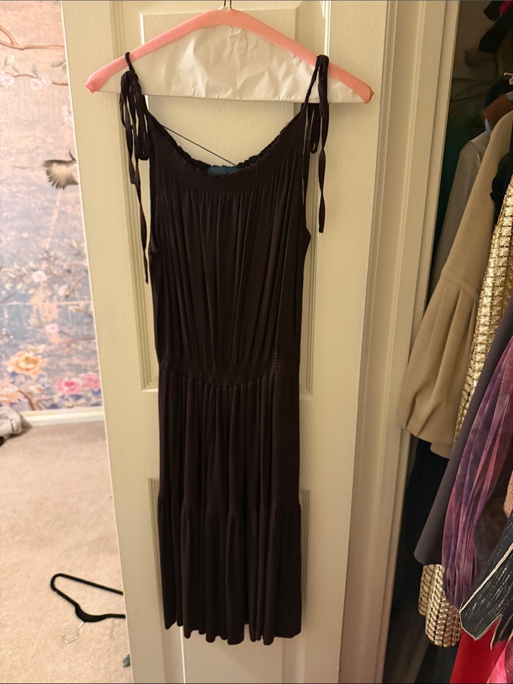 Classic Black Tie-Shoulder Maxi Dress